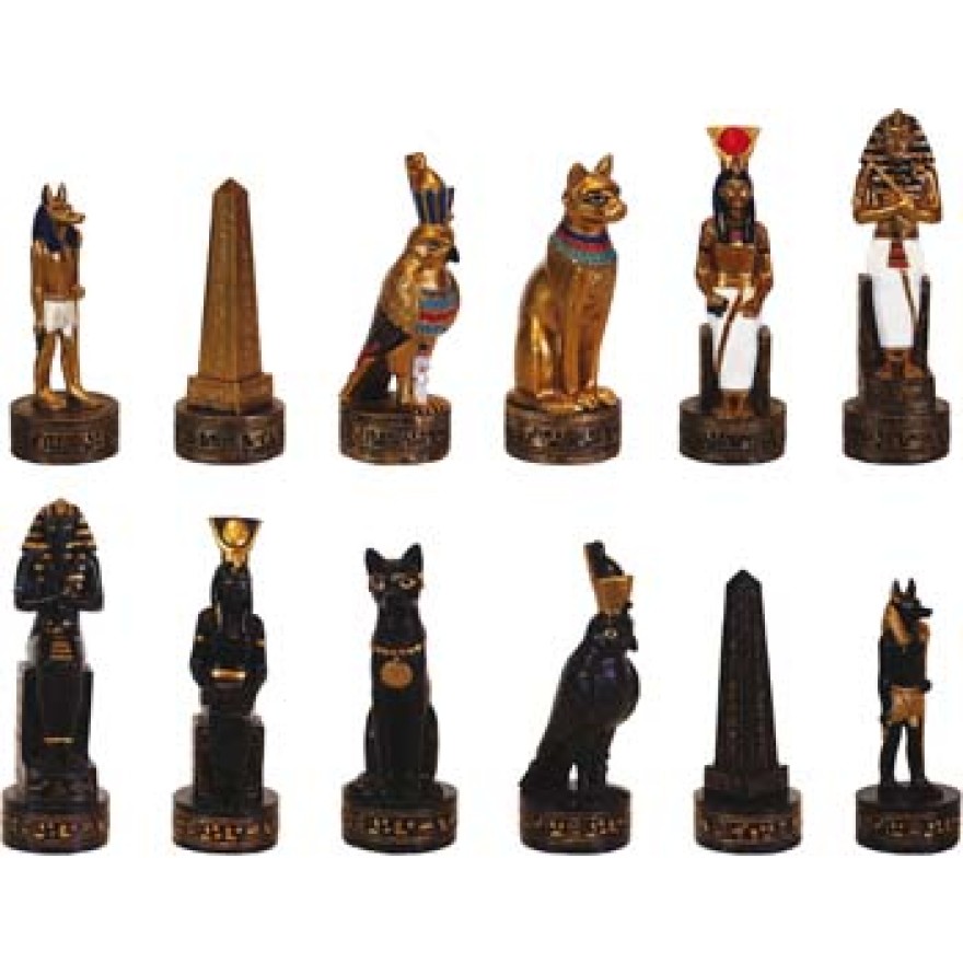 Schachfiguren aus Polyresin, handbemalt, Ägypten