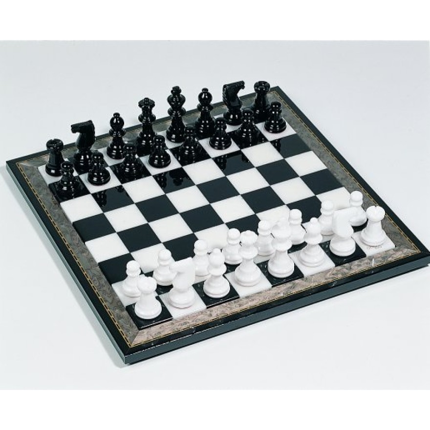 Schachspiel - Alabaster schwarz/weiß