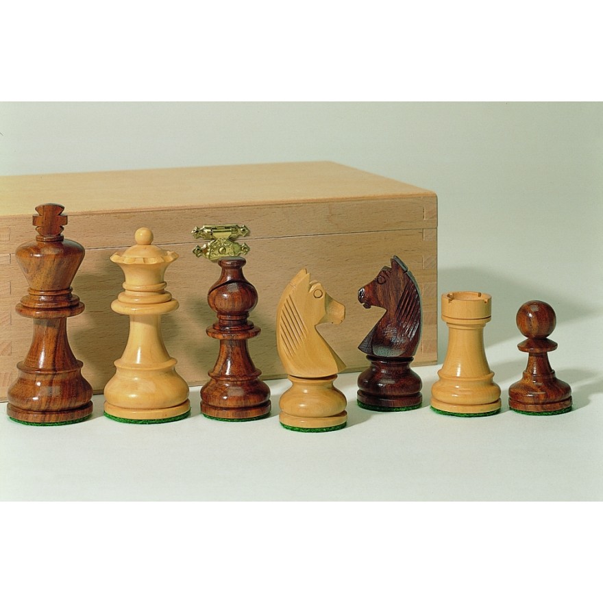 Schachfiguren Teak und Buchsbaum 95 mm, Einzelstück 1B