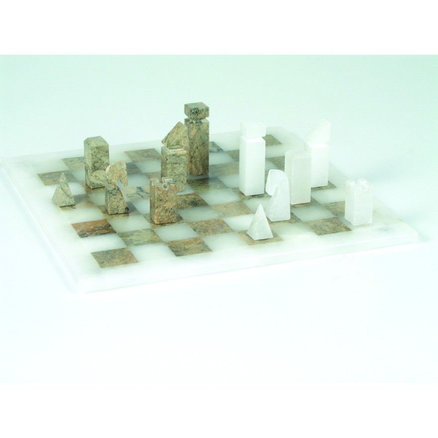 Schachspiel - Alabaster braun/weiß