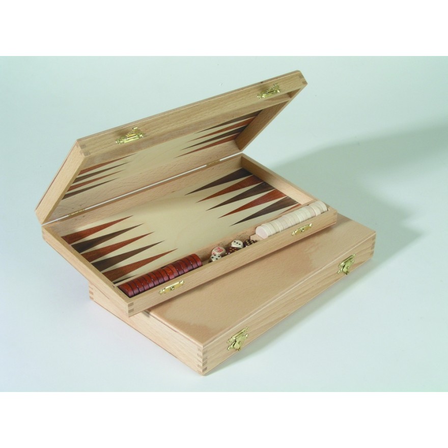 Backgammon - Kassette aus Buche, natur