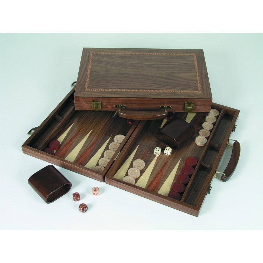 Backgammon Koffer Nussbaum, Ausführung II. Wahl