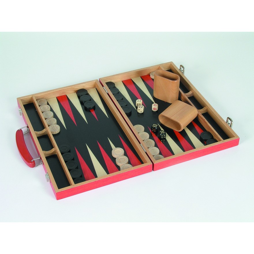 Backgammon Koffer Holz rot, Ausführung 1B