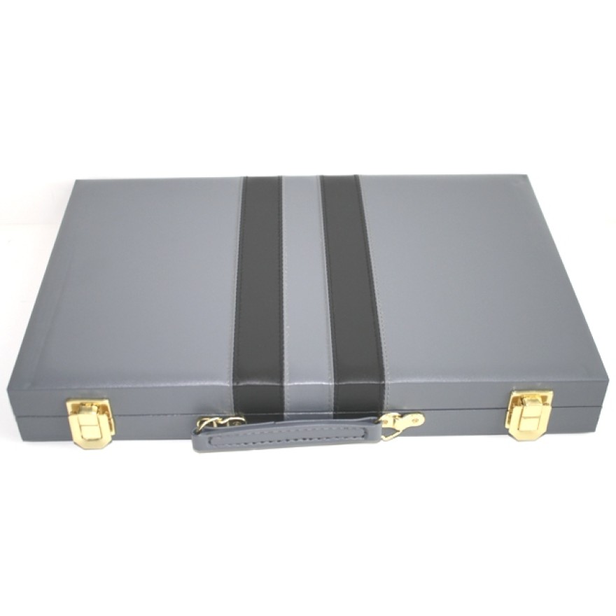Backgammon Koffer 38 x 24 cm grau