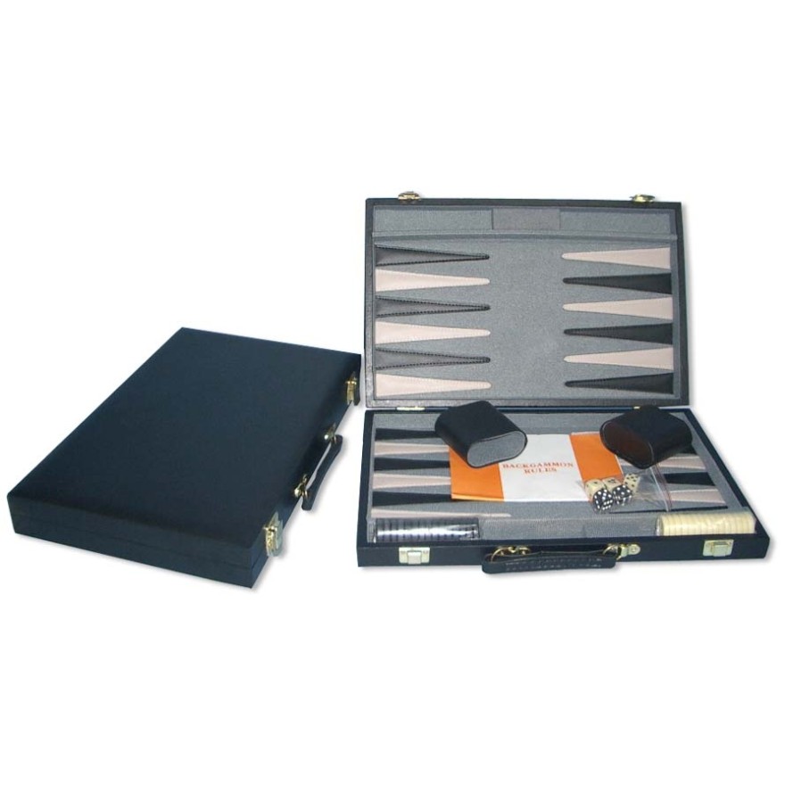 Backgammon Koffer 46 x 28 cm schwarz