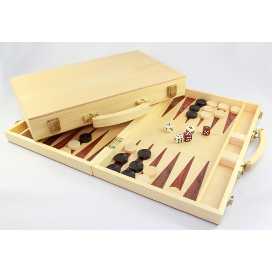 Backgammon Koffer aus Buche 38 x 25 cm, Ausführung II. Wahl