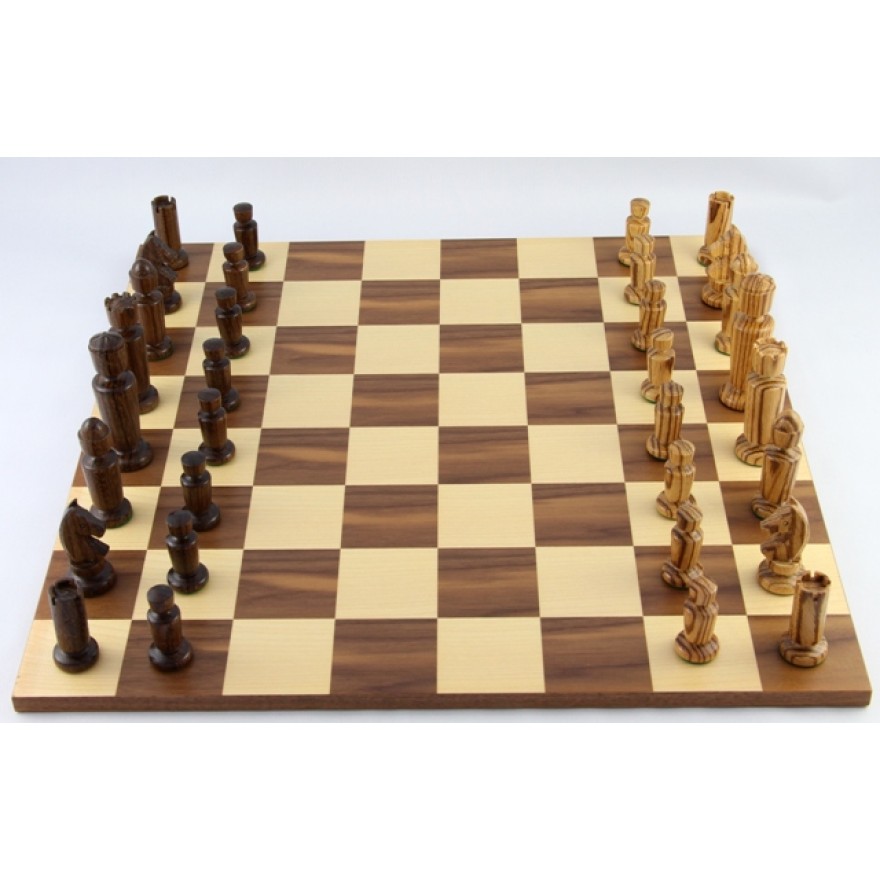 Schach Set Wenge und Zebrano, Einzelstück, mit Schachbrett Ausführung 1B