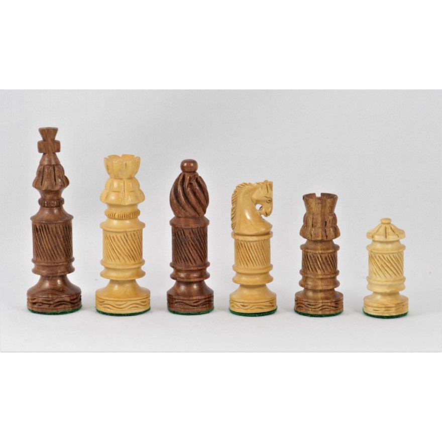 Schachfiguren Teak und Buchsbaum, Königshöhe 103 mm, Einzelstück