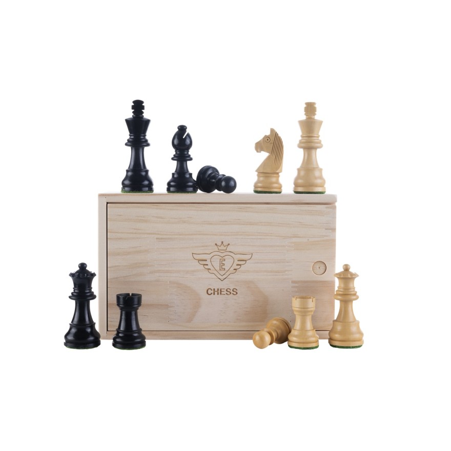 Schachfiguren Staunton schwarz 76 mm, beschwert