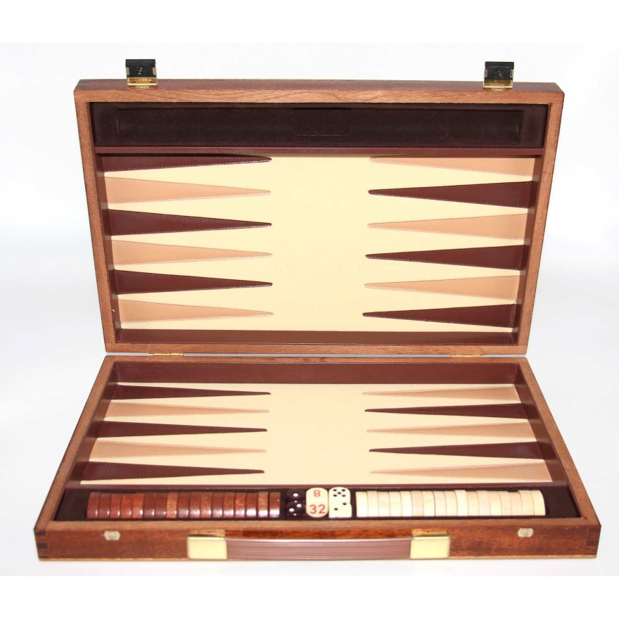 Backgammon Koffer aus Mahagoni, 39,5 x 25,5 cm, Ausführung 1B