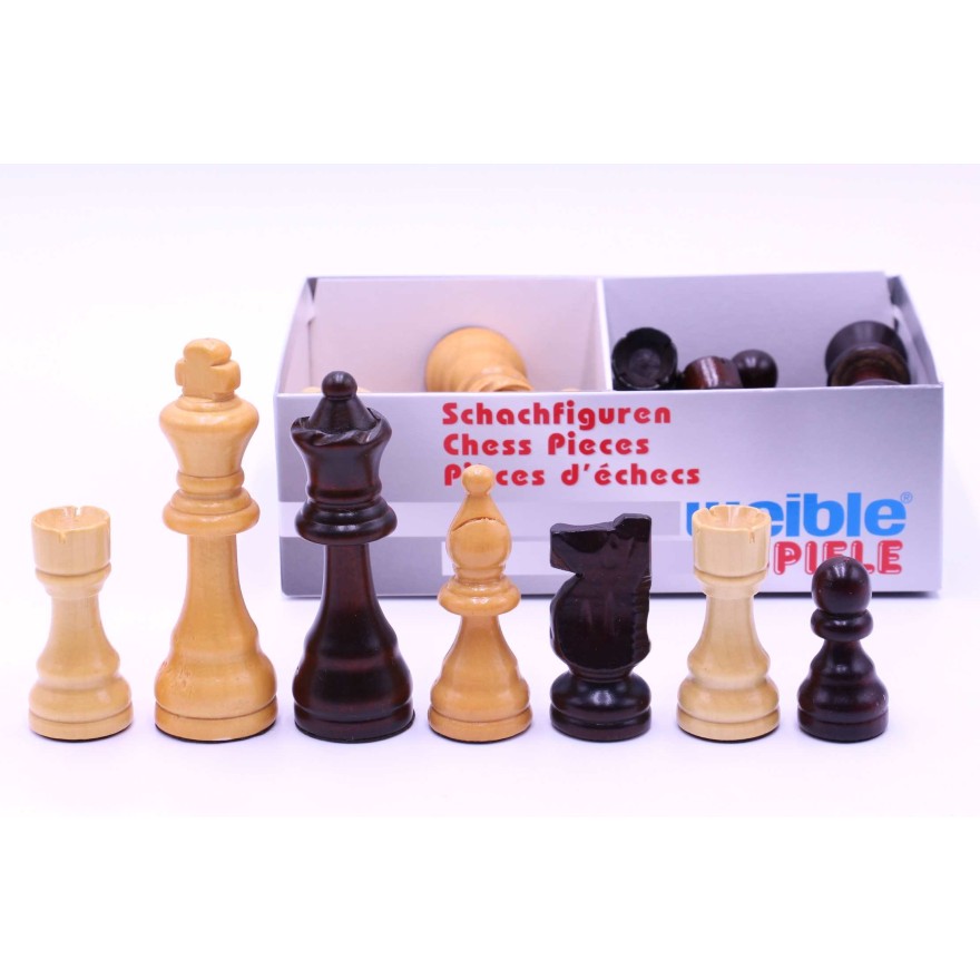 Schachfiguren Ahorn brau und natur, Königshöhe 95 mm, in Schachtel, Ausführung 1B