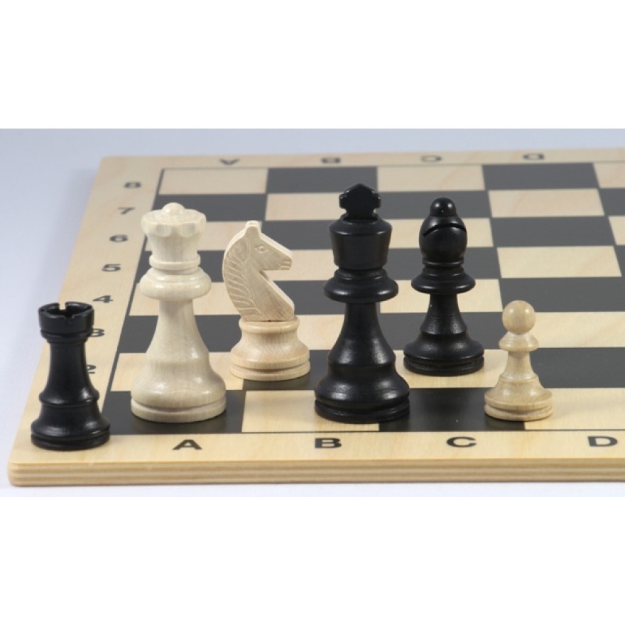 Schach-Set Buche schwarz und natur 74 mm