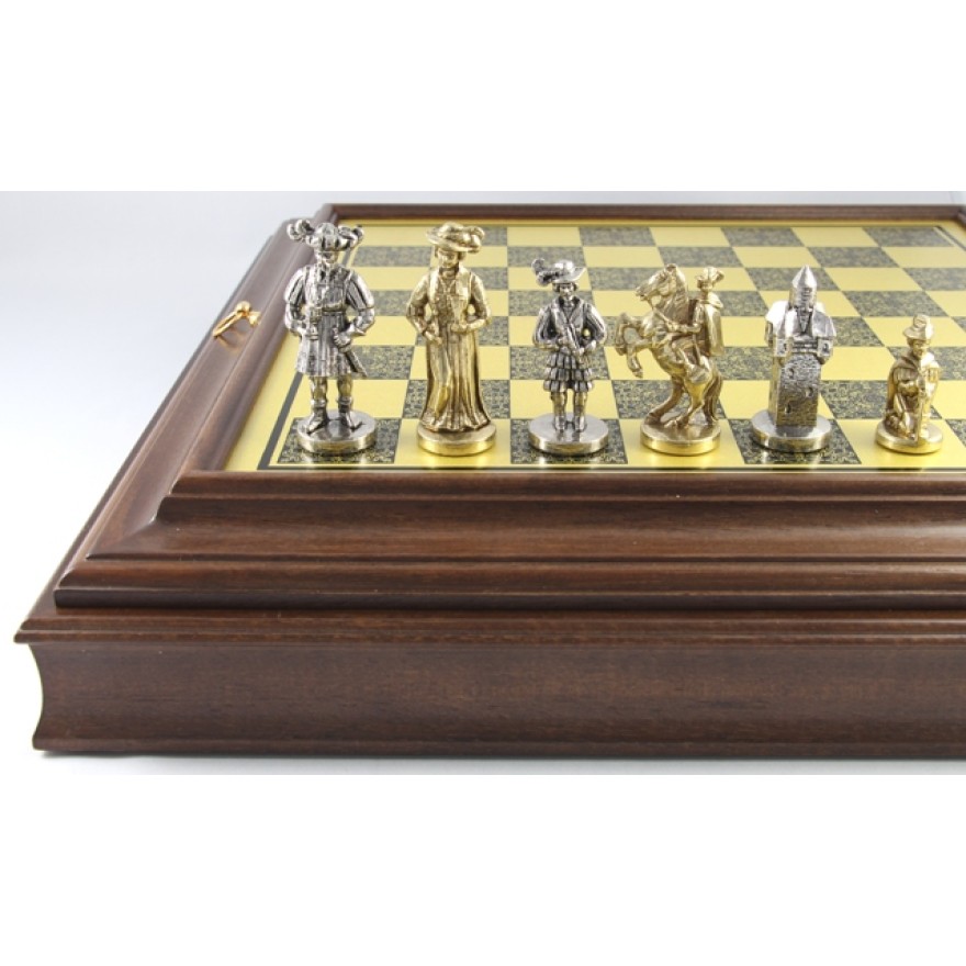 Schach-Set Landsknecht, Metall und Holz