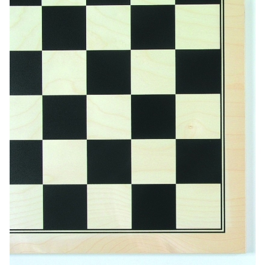 Schachbrett Ahorn furniert, schwarz bedruckt, matt lackiert, Feldgröße 45 mm