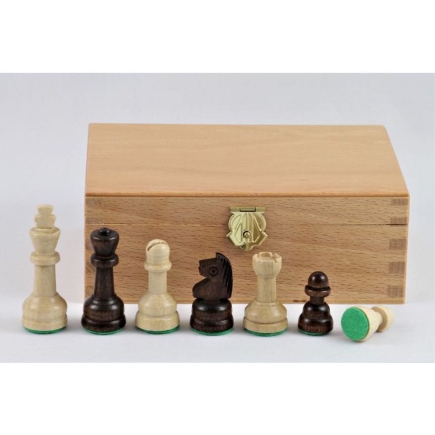 Schachfiguren aus Buche braun und natur 57 mm, Buchekasten