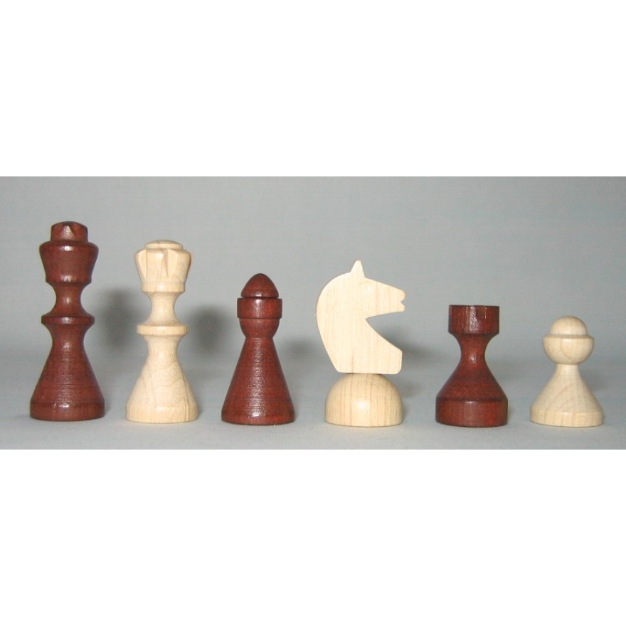 Schachfiguren aus Buche braun und natur 40 mm