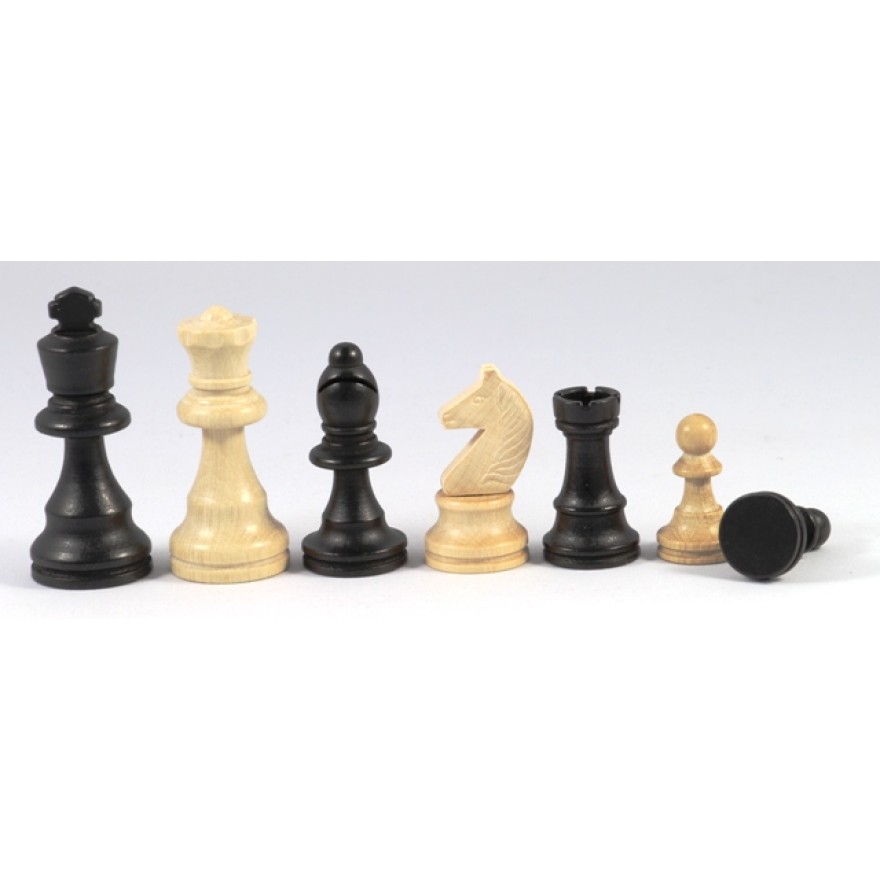 Schachfiguren Staunton schwarz 76 mm im Holzkasten