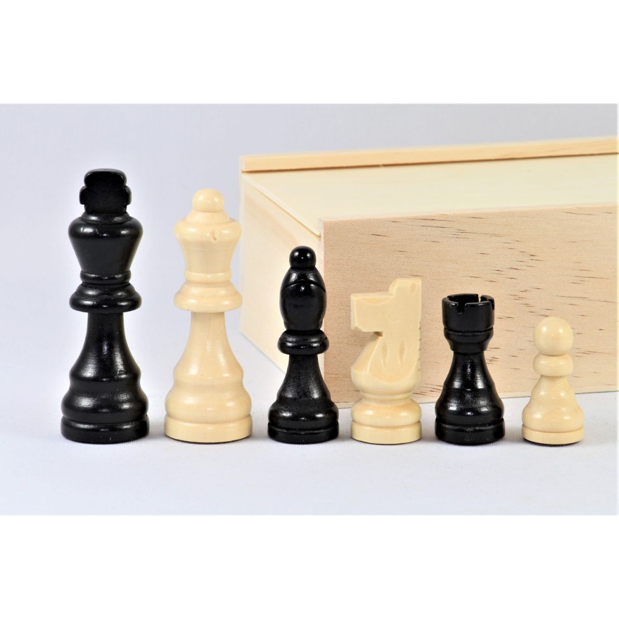 Schachfiguren Staunton schwarz und natur 76 mm