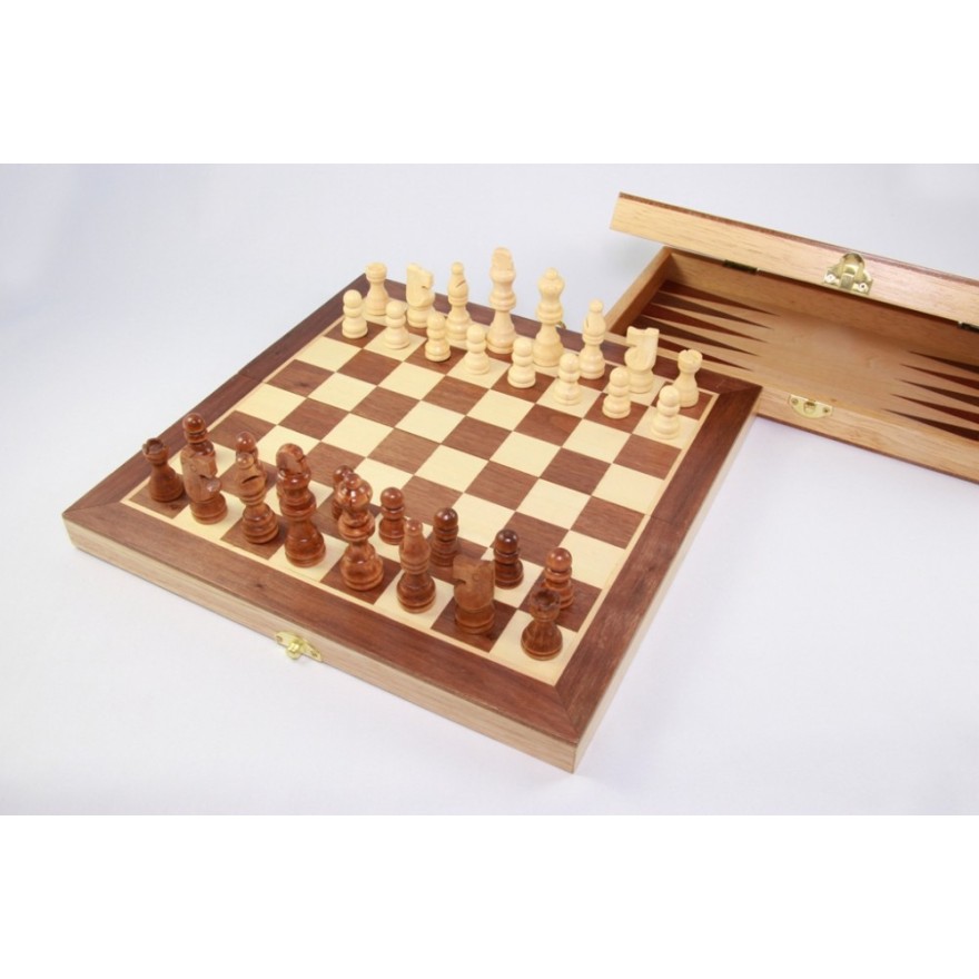 Schach, Dame und Backgammon-Kassette, Ausführung 1B