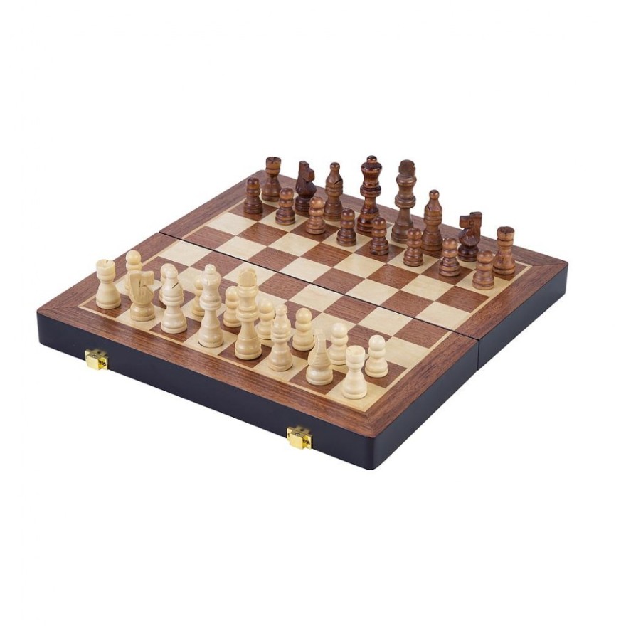 Schach, Dame und Backgammon-Kassette - Bubinga und Ahorn Intarsie, Feld 41 mm