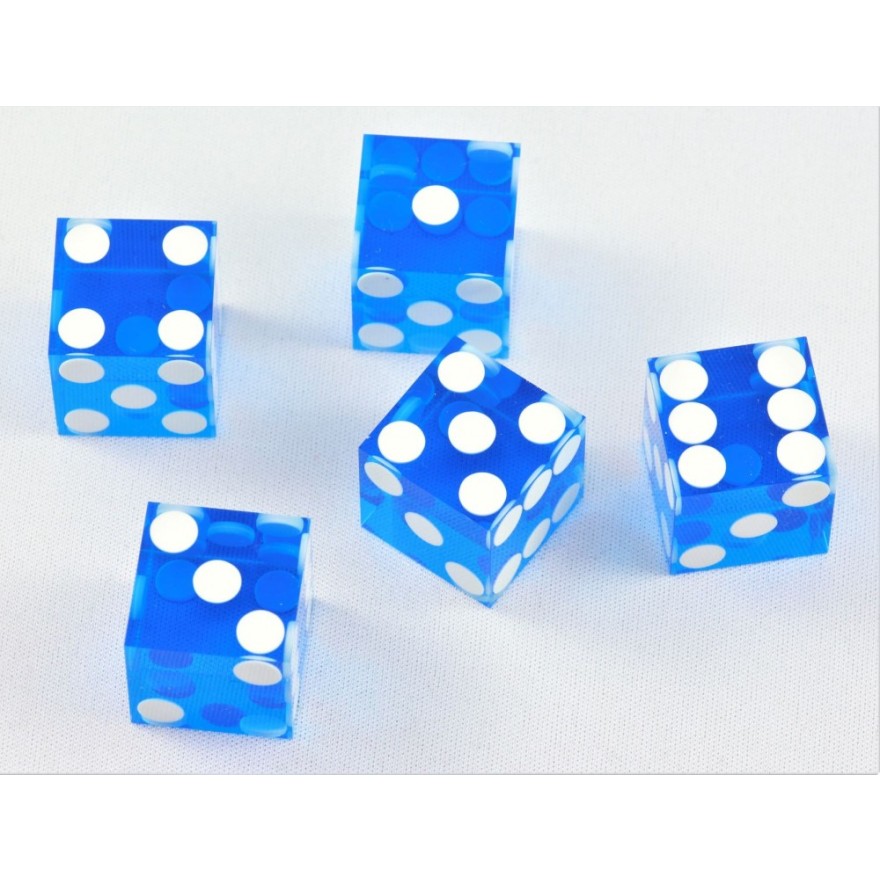 Casino-Würfel blau 19mm 5 Stück 
