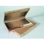Backgammon - Kassette aus Buche, natur, mit Steinablage, Ausführung II. Wahl