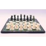 Schachspiel - Alabaster grün und weiß mit schönem Rand aus Holz, Ausführung 1B, Einzelstück