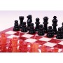 Schachspiel - Alabaster rot mit schönem Rand aus Holz, Ausführung 1B, Einzelstück