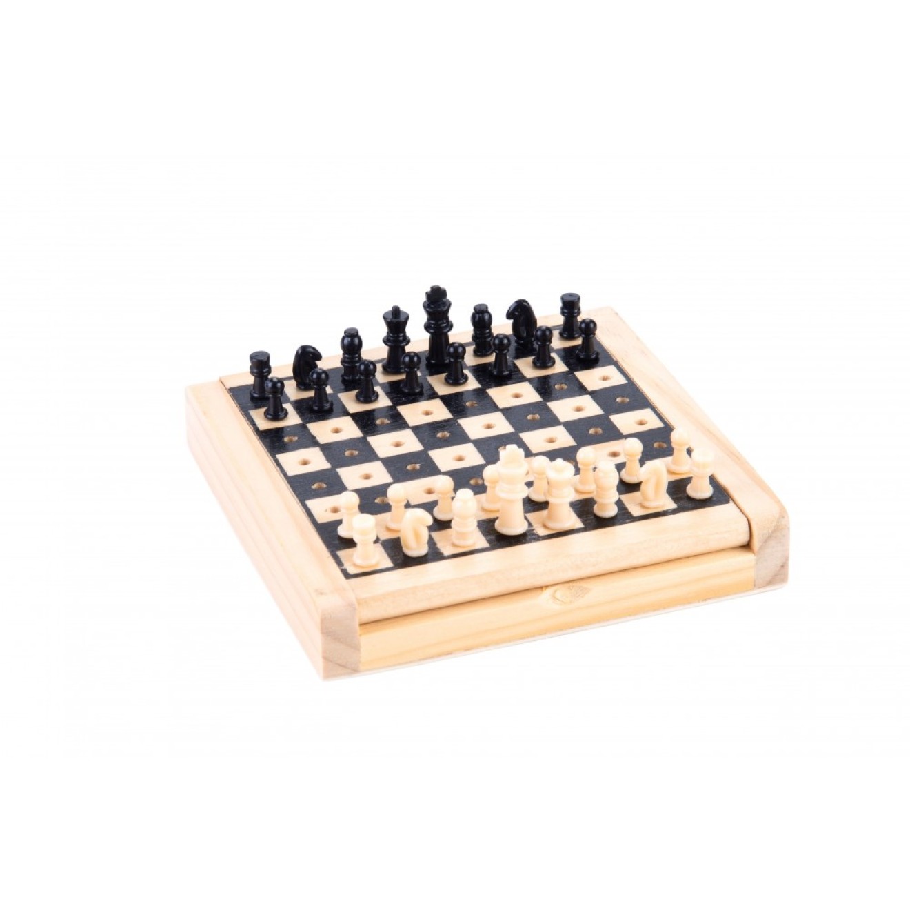 SQUARE Schach Schachspiel MAGNETISCH Reiseschach aus Holz 265 x 265 mm 